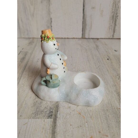 Hallmark snowman AS IS tealight candle holder glitter gardener - Picture 2 of 8